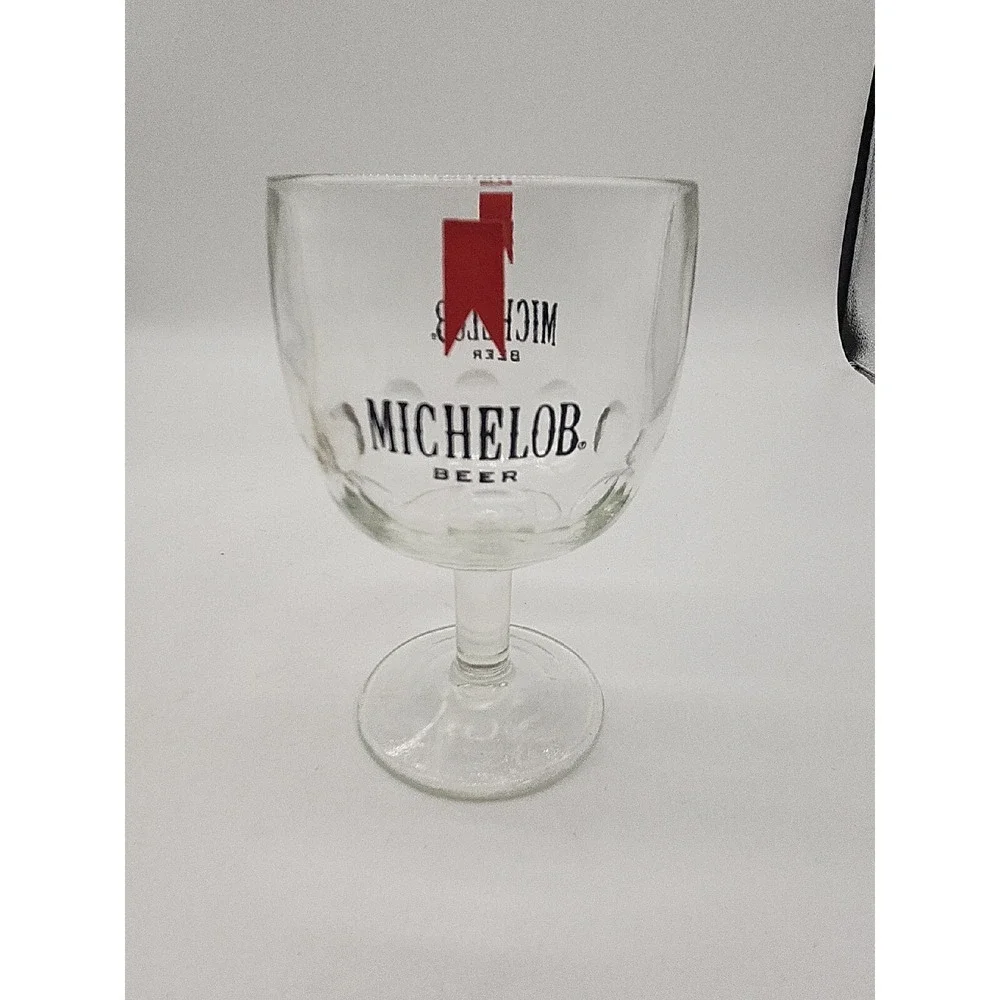 Vintage Michelob Beer Chalice Goblet Footed Base Thumbprint Heavy